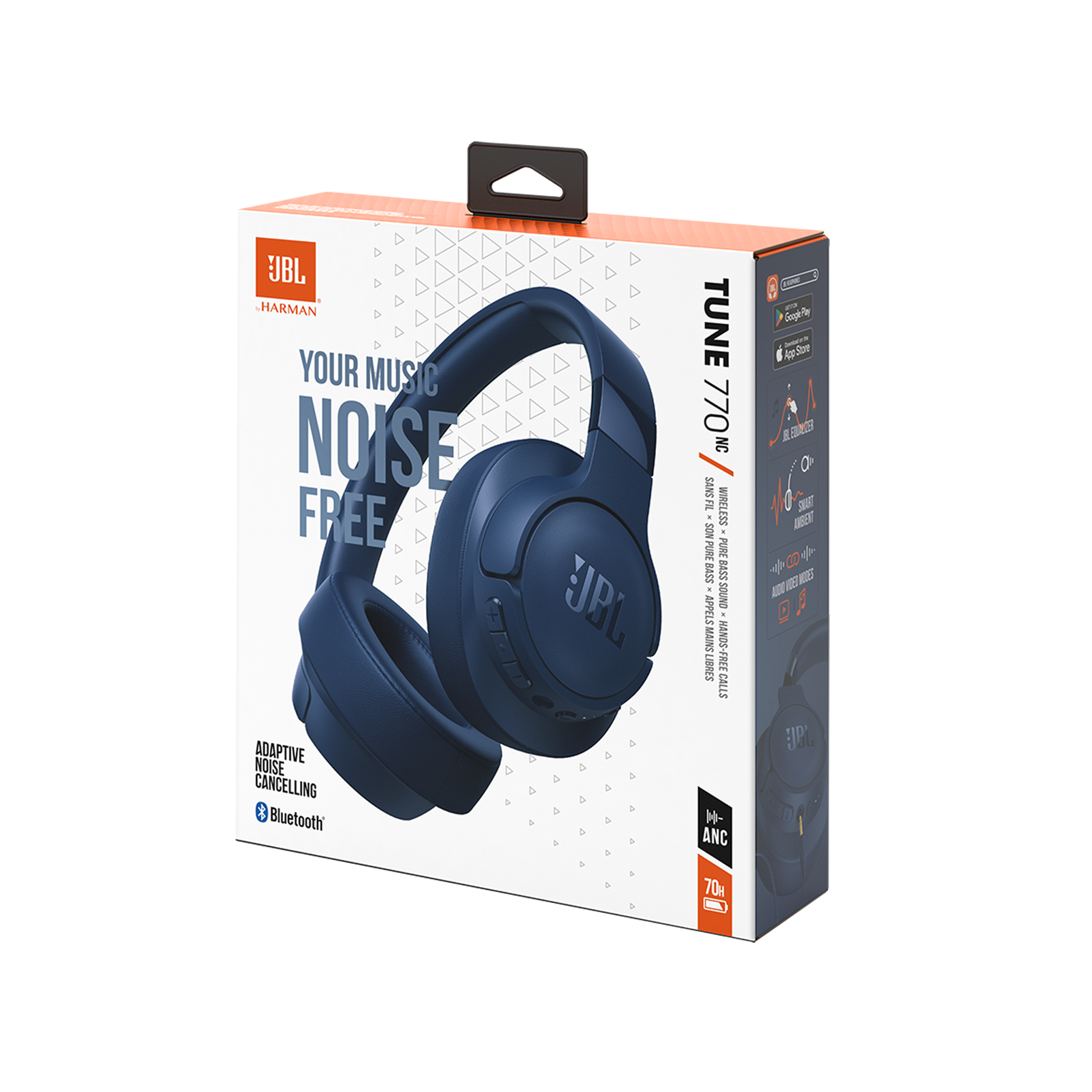 JBL Tune 770NC - Blue - Adaptive Noise Cancelling Wireless Over-Ear Headphones - Detailshot 10